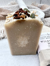 Load image into Gallery viewer, Sea Glass Topped Wildflower Honey Salt Brine Soap
